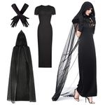 Black Ghost Bride Halloween Costume Women's Evil Queen Fancy Dress Carnival Performing Costumes Adult Witch Costume Halloween Costume Adult Cosplay（L）