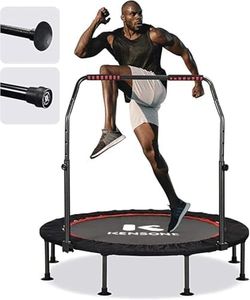 FREEDARE 48" Foldable Mini Trampoline, Indoor Trampoline for Kids, Adults Indoor/Garden Workout, Fitness Rebounder with Adjustable Foam Handle, Max Load 450 lbs