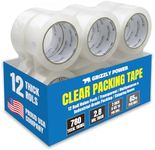 Grizzly Power Clear Packing Tape Refill Rolls for Shipping, Moving, Packaging - True 2 Inch x 65 Yards, 2.8mil Thick, 12 Rolls