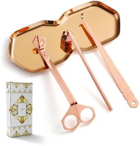 PATOISE 4 in 1 Candle Accessory Set, Wick Trimmer, Candle Snuffer, Wick Scoop,Storage Tray,Perfect for Candle Lovers (Rose Gold)