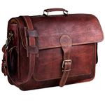 HULSH Brown Vintage Leather Satchel Handbag for Men, 18 inches Laptop Bag for Professionals, Brown, 17 Large 17.5 18 Inches, Vintage