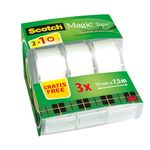 Scotch Magic Tape, Promo Pack, 2 Rolls on Handheld Dispenser + 1 FREE, 19 mm x 7.5 m - General Purpose Sticky Tape for Document Repair, Labelling & Sealing