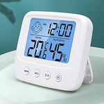 Digital Hygrometer Indoor Thermometer Room Thermometer and Humidity Gauge with Temperature Humidity Monitor, Backlight, Clock & ℃/℉ Function