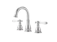 Pfister Sonterra Polished Chrome Bathroom Faucet, 2-Handle 8-inch Widespread Bathroom Vanity Faucet with Push and Seal Bathroom Sink Drain, Traditional Bathroom Décor, 3 Hole Bathroom Sink Faucet