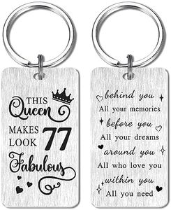 Jzxwan 77th Birthday Gifts for Women, Female 77 Year Old Birthday Keychain for Woman, 77 Yr Old Bday Key chain for Mom Grandma Wife Friends