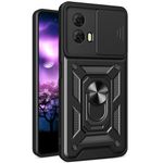 YSNZAQ Armor Case for Motorola Moto G04 /Moto G24, [Shockproof Protective] [Lens Push Window] Phone Cover with Magnetic Kickstand for Motorola Moto G04 /Moto G24 SJ Black