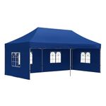 Nath Ji 10 x 20 FT Pop Up Gazebo Canopy Tent with 3 Window Side Walls, Heavy Duty Waterproof Outdoor Canopy, Height Adjustable Sun Shade for Garden, Terrace, Camping & Events, Blue, 50Kg