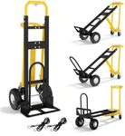 4 in 1 Convertible Hand Truck Dolly, 1000Lbs Capacity, Heavy Duty Folding Hand Truck Dolly Cart with Wheels 10" All-Terrain Tires, Hand Trucks for Logistics, Home, Office, School, Yellow