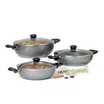 Kreme Deluxe 3mm NonStick Induction Bottom Kadai 240 + Kadai 260 + Kadai 280 Set of 3 pcs