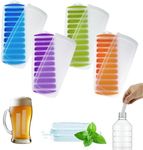 Lily's Home Silicone Ice Cube Tray with Lid Set of 4, BPA-Free, Ideal for Water Bottles & Sports Bottles, Flexible & Stackable Design for Quick Release, Ice Cube Trays for Freezer(11.69"x4.72"x0.79")