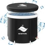 BDL Ice Bath Tub for Athletes, Extra Large Portable Freestanding Bathtub 105 Gallons Cold Plunge Tub for Recovery Outdoor Folding Spa Bath Tub, Whale Black