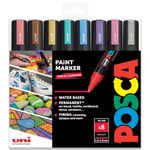 Posca - PC-5M - Paint Marker Art Pens - 1.8-2.5mm - Metallic Tones Set of 8 in Gift Box