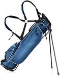 Costway Golf Stand Bag, Ultra Lightweight Golf Bag with 4-Way Top Dividers, Adjustable Dual-Strap, Foldable Bracket, Handles, Outer Pockets for Extra Storage, Easy Carry Golf Clubs Carrier, Ideal for Golf Course & Travel, Blue