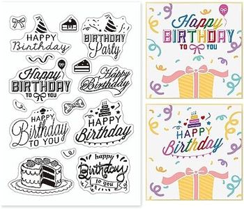 GLOBLELAND Happy Birthday Words Clear Stamps Silicone Stamp Cards Birthday Blessing Words Clear Stamps for Card Making Decoration and DIY Scrapbooking