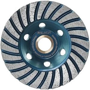 MINLAYCUT 4" Diamond Turbo Row Cutting Wheel - Concrete, Granite, Stone & Marble Grinding & Polishing - Blue Diamond Grit #40/50 - Compatible with Angle Grinders & Concrete Grinders