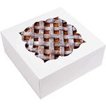 NPLUX 20 Pack Pie Boxes 10x10x3inch Bakery Boxes with Window Pastry Boxes for Pies,Cheesecake and Chocolate Strawberries (White)