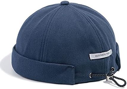 CLAPE Worker Cap No Visor Beanie Cotton Docker Leon Brimless Hat Rolled Cuff Harbour Hat (CT15-Urban Blue)