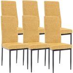 Dining Chairs Set Of 6, Terrycloth Padded Seat High Back Chairs, Kitchen Chairs for Dining Room, Living Room, Waiting Room, Dining Chairs Set with Metal Legs, Yellow