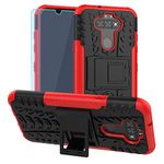 SKTGSLAMY for LG Aristo 5 Case,with HD Screen Protector,Risio 4,Tribute Monarch,Fortune 3 Case, [Shockproof] Tough Rugged Dual Layer Protective Case Hybrid Kickstand Cover for LG K31 (Red)