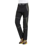 LaoZan Outdoor Unisex Thin Sports Pants with Belt Breathable Waterproof Walking Hiking Stretch Climbing Trousers Lightweight (Black#2(Men), Asia L)