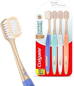Colgate Gentle Enamel Ultra Soft Bristles Manual Toothbrush for adults, 4 Pcs (Buy2 Get 2), Soft Bristles for Enamel Care,Multicolor