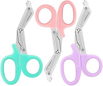 Trauma Shears, Medical Scissors 3-Pack, Premium Bandage Scissors for Nurses, 7.5" Nursing Scissors, Surgical Scissors, Nurse Scissors, Emergency First Aid Scissors (Pastel Blue, Pink, Lilac)