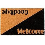 SliptoGrip Natural Coir Door Mats with Non Slip Heavy Duty Rubber Backing - Trendy Designs Entry Mat for Indoor and Outdoor Use (16x24 Inches, Goodbye)