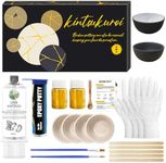 1DFAUL Kintsugi Repair Kit Food Safe, Japanese Gold Repair kit, Bio Gold Glue for Ceramics and Porcelain Repair, Ceramic Repair Kit with Two Practice Cup Perfect for Beginners, Dishwasher Safe