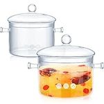 2 Pcs Glass Pots for Cooking on Sto