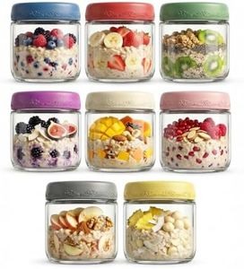DicraoLea 10oz 8Pack Glass Overnight Oats Jars Containers with Airtight Leakproof Lids, Reusable Mason Jars for Meal Prep, Yogurt Parfaits, Smoothies, Salads & Healthy Breakfasts(10oz-8Pack)
