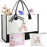 Floral Ini-tial Tote Bag for Women,