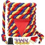 WYRJXYB Outdoor Games Sports Day Kit 18M Tug of War Rope for Kids Adult, Garden Field Day Birthday Party Games,Summer Camping Carnival Easter Game, Outside Yard Family Reunion Fun Games, Tricolor