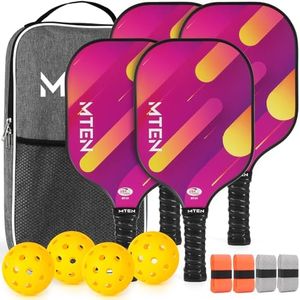 Pickleball Paddles Set of 4, Pickleball Paddles, USAPA Approved Premium Fiberglass Lightweight Pickleball Set, 4 Pickleball Balls, 1 Carry Bag, 4 Grip Tapes