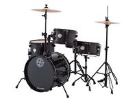 Ludwig Pocket Kit by Questlove | All-in-One Drum Set for Beginners | Includes 4 Drums, Hi-Hats, Crash/Ride Cymbal, Pedals, Throne & Sticks | Black Sparkle Finish (LC178X016)