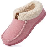 VeraCosy Women's Moccasin Slippers Warm Comfy Wool-felt Memory Foam Indoor House Shoes Tender Pink, 7 US