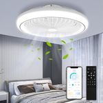 Ankishi Φ49cm LED Ceiling Fans with Lights and Reversible Remote - 3000/4500K/6500K Wide Wind Range Ceiling Fan Light 6 Speed Levels Stepless Dimming 2H Light Timming Modern Fan Lighting