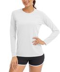 TACVASEN Long Sleeve Running Top Womens Sun Protection Shirts UV Tops Casual Holiday T Shirt Summer Beach UPF 50 Rash Guard Light Fishing Shirts White