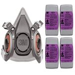 3M NIOSH Certified Combo of (6200 Half Facepiece Reusable Respirator and 7093 Gas Cartridge Particulate Filter 4 Pcs)