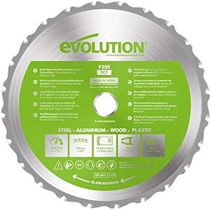 Evolution Power Tools F255TCT-24T (Fury) Multi-Material Blade For Mitre Saws and Table Saws, Cuts Metal, Plastics, Laminates, Wood (Even with Embedded Nails), Carbide Tipped TCT, 255 mm
