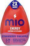 MiO Energy Strawberry Pineapple Smash Naturally Flavored with other natural flavors Liquid Water Enhancer Drink Mix with Caffeine & B Vitamins with 2X More (3.24 fl. oz. Bottle)