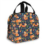 ZJBLHEQ Cute Fox Insulated Lunch Bag Portable Thermal Cooler Box Reusable Picnic Tote Bento Bag For Men Women Kids Work School Travel