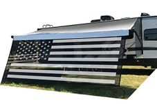 Tentproinc RV Awning Sun Shade Screen 8' X 9' 3'' (American Flag) Black Mesh Sunshade Camper Trailer Awning Shade Screen UV Blocker Completed Kits