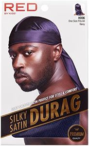 KISS RED Silky Satin Durag Premium Smooth Silky Durag for Men & Women 360 Waves Headwraps (Navy)