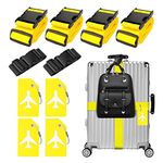 10 Pack Luggage Straps Luggage Tags, Adjustable Suitcase Luggage Belts, Silicone Suitcase Tag with Name ID Cards,Strap to Keep Suitcase Secure While Traveling (Yellow)