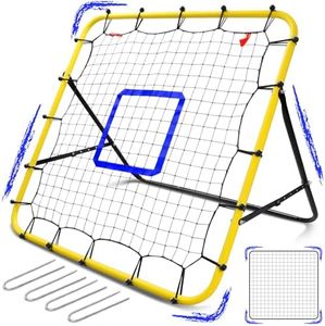 Eastgoing Baseball and Softball Rebounder Net,3.3×3.3FT Baseball Pitching Net with Pitching Target,Multi-Angle Bounce Back Net for Volleyball Rebounder, Soccer Rebounder