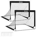 SONGMICS Set of 2 Folding Children's Football Goal, Football Gate, Quick Assembly, Garden Park Beach, Steel, Fibreglass Rod, Oxford and Polyester Fabric, Black SZQ122B02