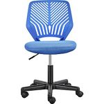 Yaheetech Office Chair Computer Desk Chair Armless Swivel Chair with Rolling Wheels, Soft Padded Seat and Back Support for Students Study and Office Work, Blue