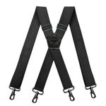 1.5Inch Elastic Mens suspenders w/Hooks,ZTONE Heavy Duty Adjustable Elastic X Back,Work suspenders for men,Mens suspenders for jeans(Black)