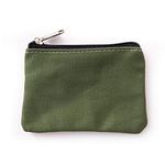 Hibate Small Canvas Coin Purse Holder Wallet Zip Pouch Money Purses Bag for Women Men Kids (Olive)