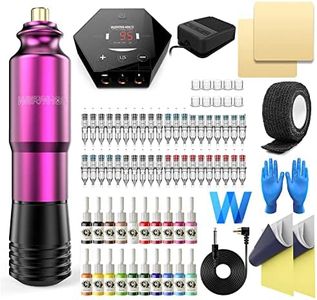 Wormhole Rotary Tattoo Machine Kit - 40 Cartridges, 20 Inks, Power Supply - Complete Professional Tattoo Pen Set for Beginners and Artists